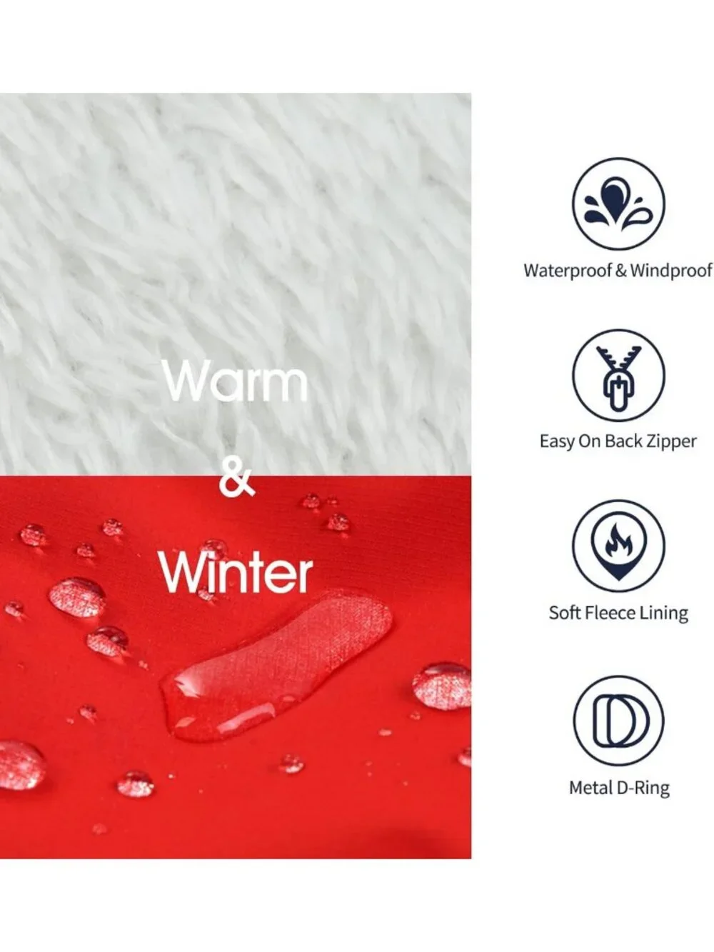 Waterproof Winter Dog Coat for Large Dogs, Fleece Lined, Reflective Jacket
